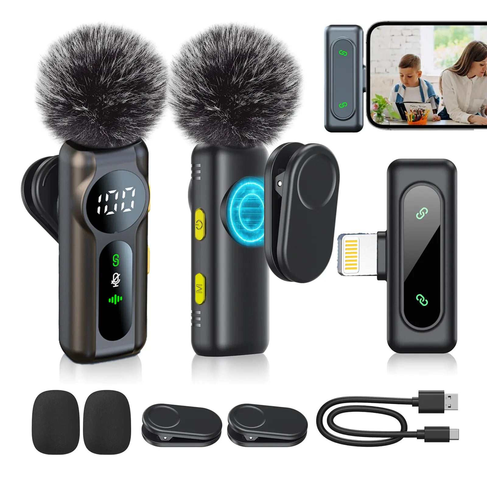 Wireless Lavalier Microphone Audio Recording Mini Microphone
