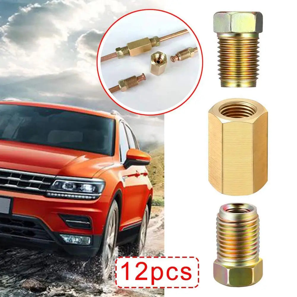 Brake Line Fittings,12Pieces Car Unions 3/16-24 Threads Assortment, For 1/4” Brake Line Tube Fittings 