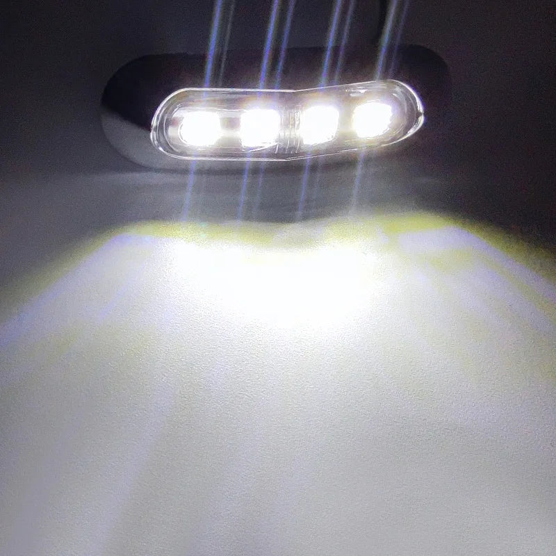 10pcs Marine Boat Waterproof 12V 24V 4 LED Lamp Cabin Deck Courtesy Light Stern Transom Lights Blue For Small Boat Sailboat