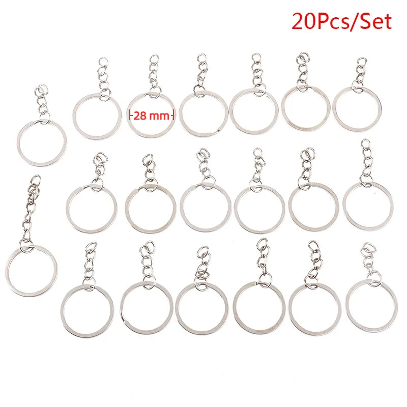 100-20PCS/lot Stainless Steel Dia 12/15/16/20/28/25mm DIY Polished Split Ring Keyrings Key Chain Hoop Loop Key Holder