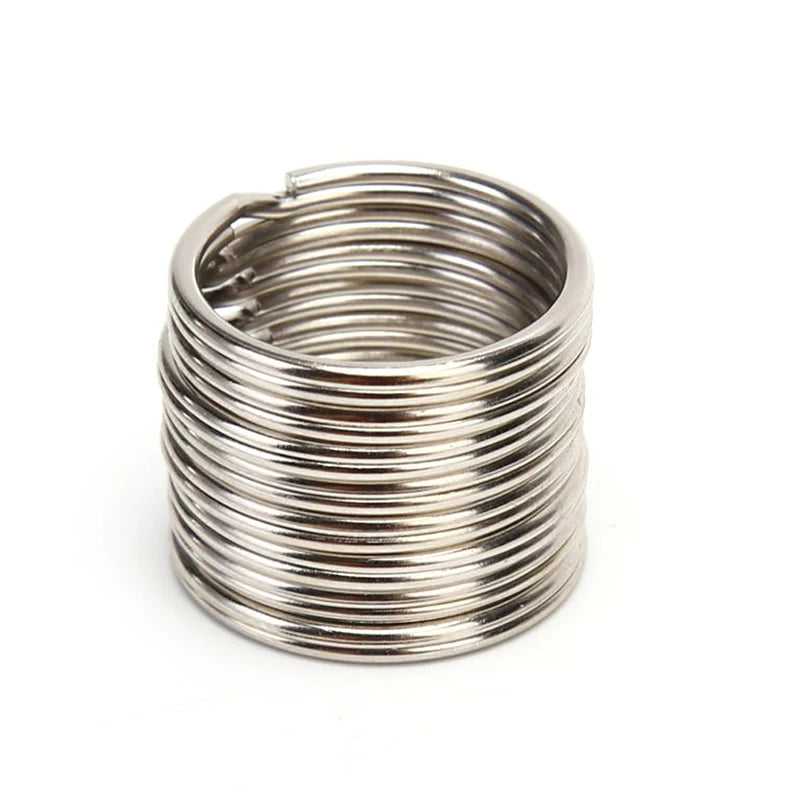 100-20PCS/lot Stainless Steel Dia 12/15/16/20/28/25mm DIY Polished Split Ring Keyrings Key Chain Hoop Loop Key Holder