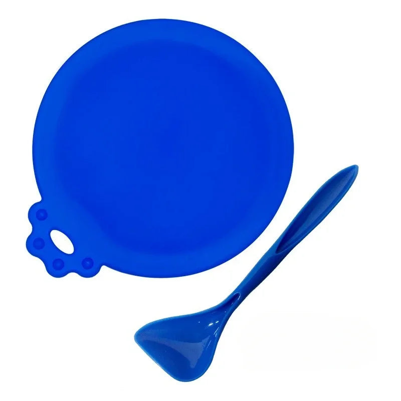 Reusable Silicone Pet Can Cover Fresh-keeping Cover with Spoon Sealing Cover Cat and Dog Food Storage Tank Cover Pet Supplies
