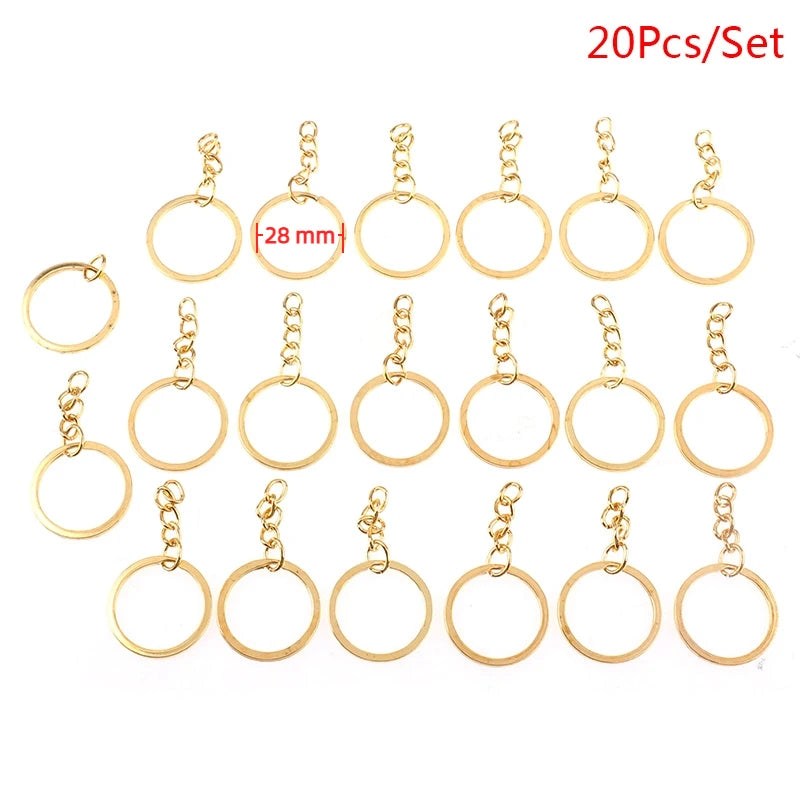 100-20PCS/lot Stainless Steel Dia 12/15/16/20/28/25mm DIY Polished Split Ring Keyrings Key Chain Hoop Loop Key Holder