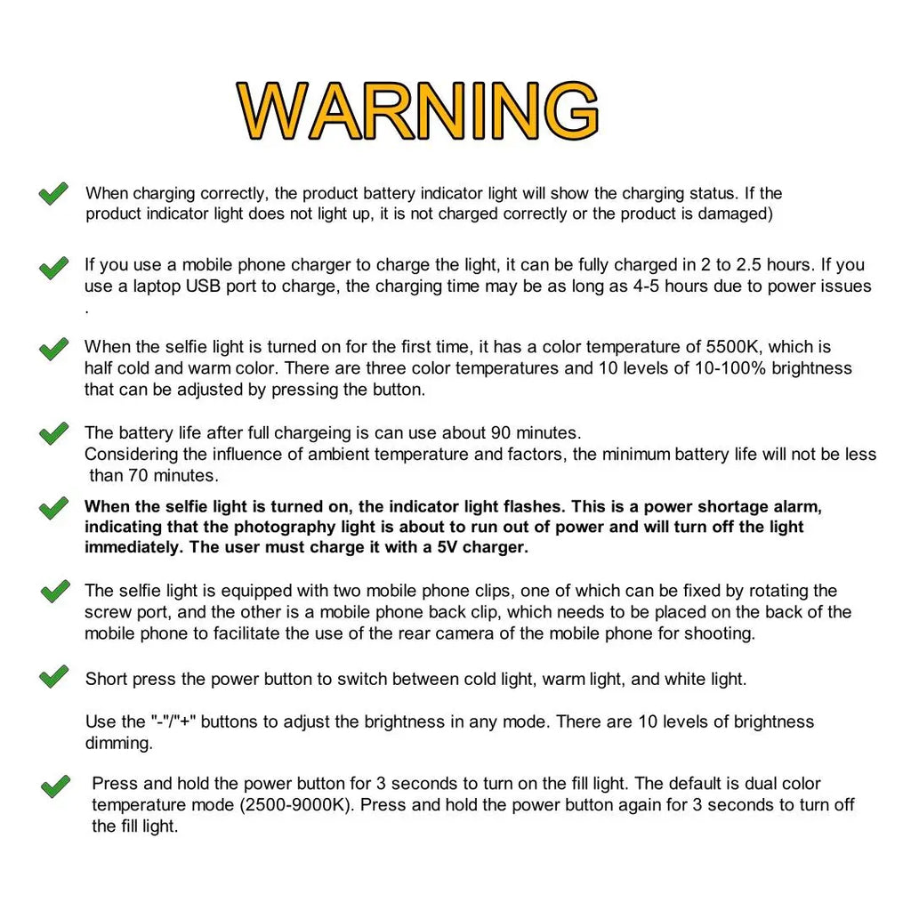 Portable Rechargeable LED Clip-On Selfie Light