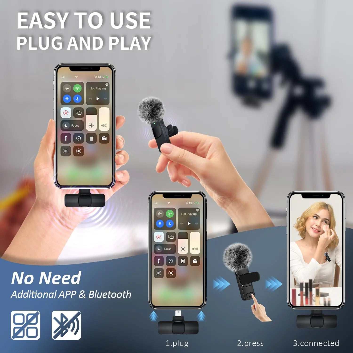 Wireless Lavalier Microphone Audio Recording Mini Microphone