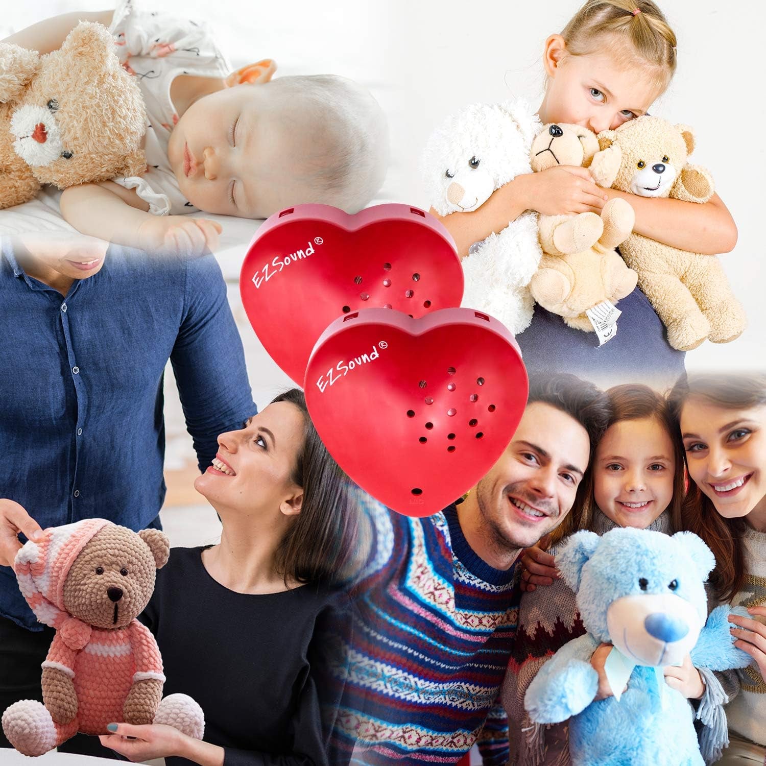 Voice Recorder for Stuffed Animal | 2 Pack - 30 Seconds Push Button Sound Recorder | Create Heartbeat Bear for Newborn | Personal Voice Message Recordable Sound Module for Toys (Red)