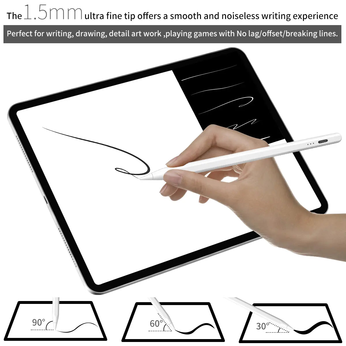Stylus Pen for Ipad,Fast Charge,With Palm Rejection Tilt Sensitivity, Pencil Compatible with Ipad 6/7/8/9/10, Pro12.9&11",Air3/4/5, Mini5/6