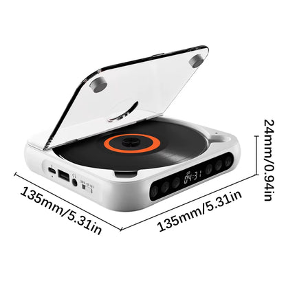 SpinWave™ Portable CD &amp; Bluetooth Music Player – Classic Sound Meets Modern Freedom