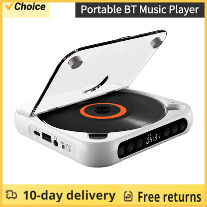 SpinWave™ Portable CD &amp; Bluetooth Music Player – Classic Sound Meets Modern Freedom