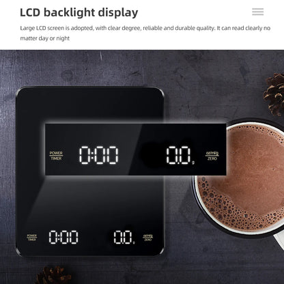 Digital Coffee Scale with Timer 3kg/0.1g Precision Espresso Scales Measuring Tools With USB Rechargeable Kitchen Scales