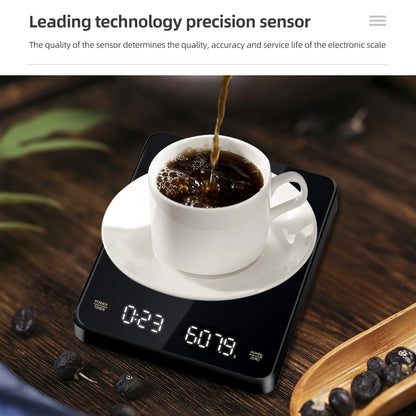 Digital Coffee Scale with Timer 3kg/0.1g Precision Espresso Scales Measuring Tools With USB Rechargeable Kitchen Scales
