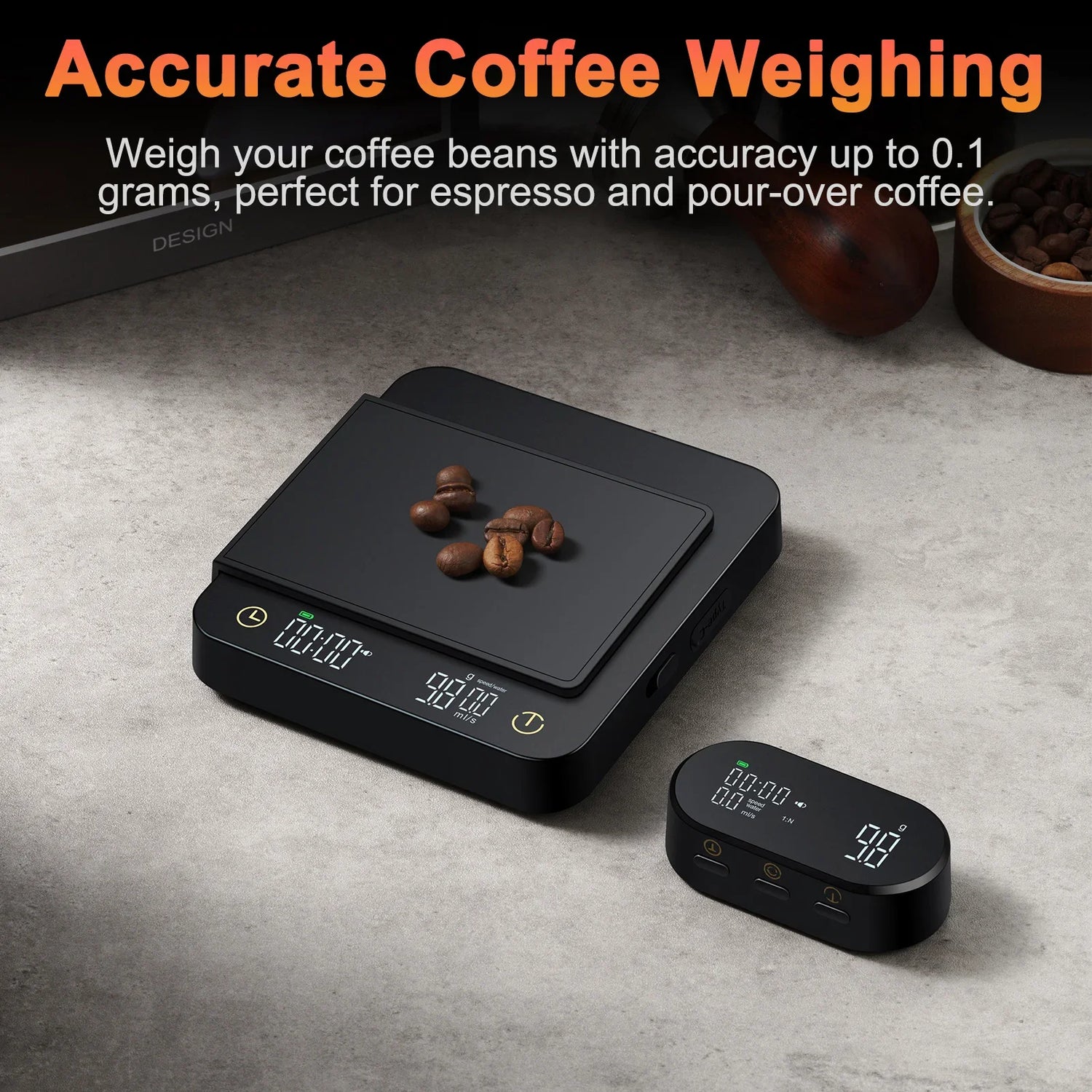 Digital Coffee Scale with Timer &amp; Wireless Display - 3kg/0.1g Accurate Kitchen Scale for Espresso and Pour Over Coffee,