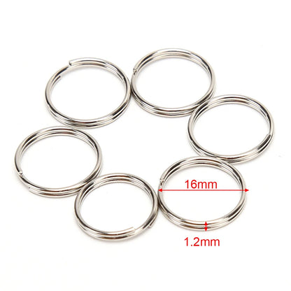 100-20PCS/lot Stainless Steel Dia 12/15/16/20/28/25mm DIY Polished Split Ring Keyrings Key Chain Hoop Loop Key Holder
