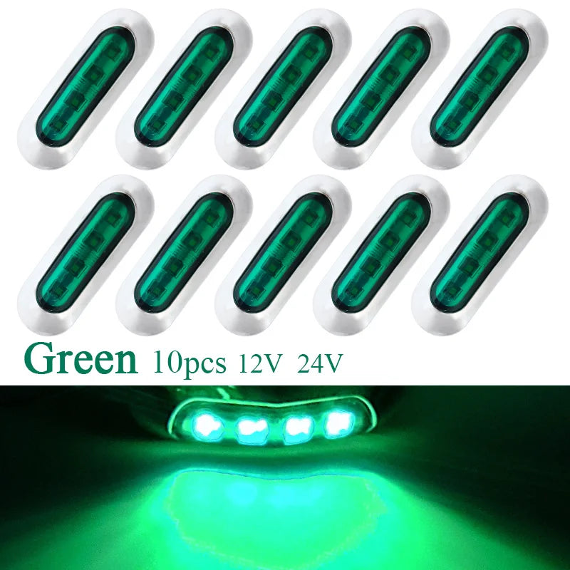 10pcs Marine Boat Waterproof 12V 24V 4 LED Lamp Cabin Deck Courtesy Light Stern Transom Lights Blue For Small Boat Sailboat