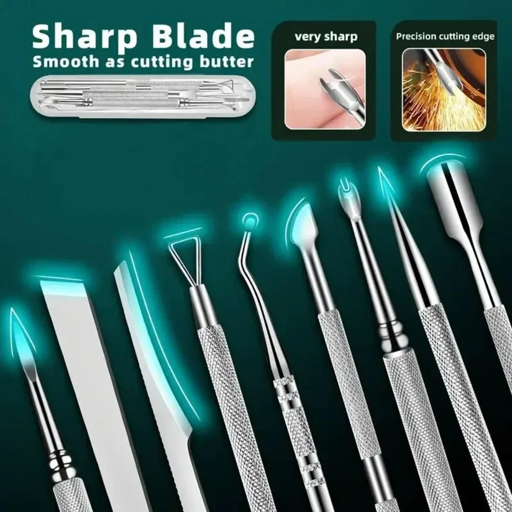 10Pcs Ingrown Toe Nail Lifter Double Head Paronychia Pedicure Tool Foot Nails Dirt Clean Stainless Steel Manicure Foot Care Tool