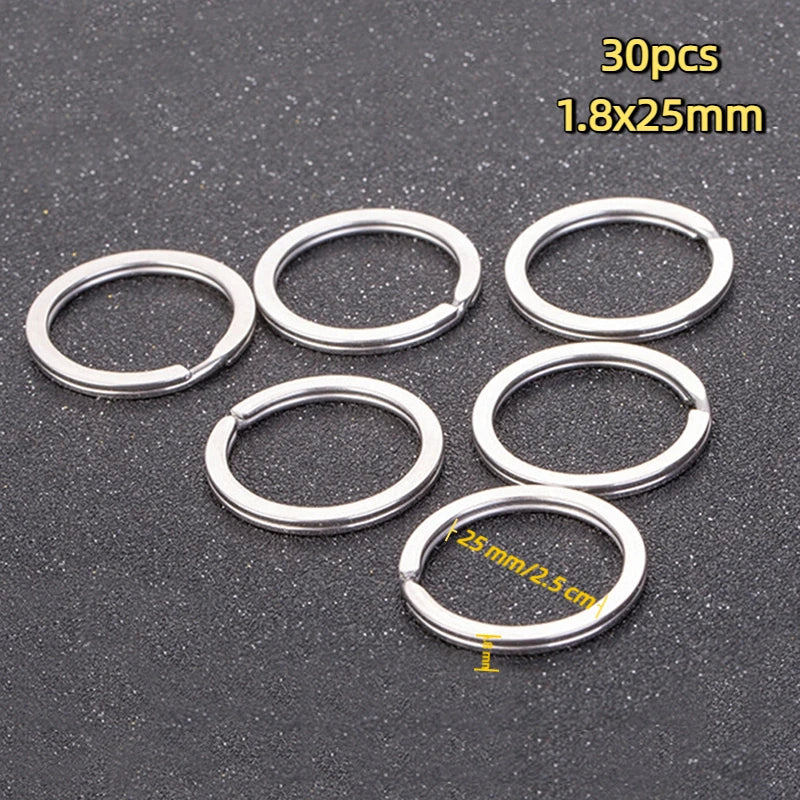 100-20PCS/lot Stainless Steel Dia 12/15/16/20/28/25mm DIY Polished Split Ring Keyrings Key Chain Hoop Loop Key Holder