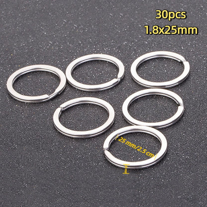 100-20PCS/lot Stainless Steel Dia 12/15/16/20/28/25mm DIY Polished Split Ring Keyrings Key Chain Hoop Loop Key Holder