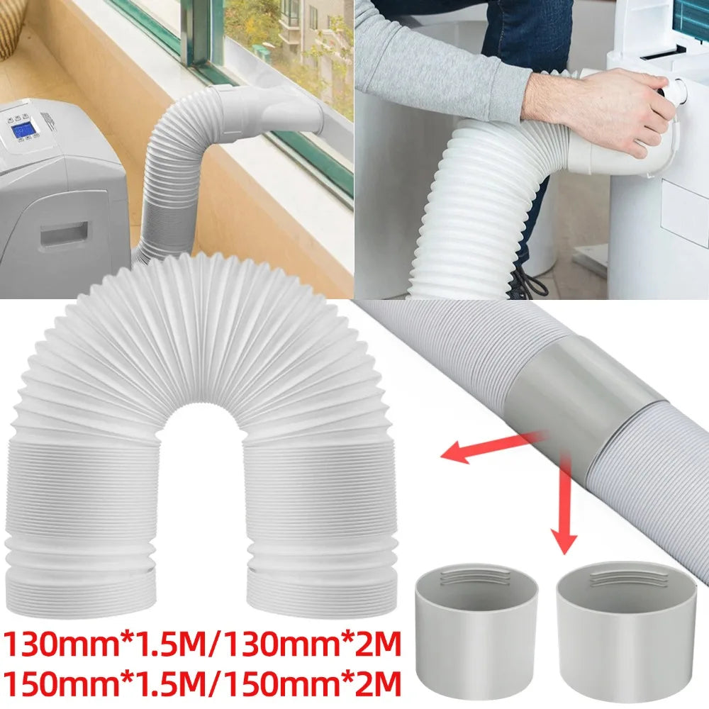 1.5/2M Portable Flexible Conditioner Exhaust Hose Tube 13/15cm Exhaust Pipe Hose Connector Interface for Mobile Air Conditioning