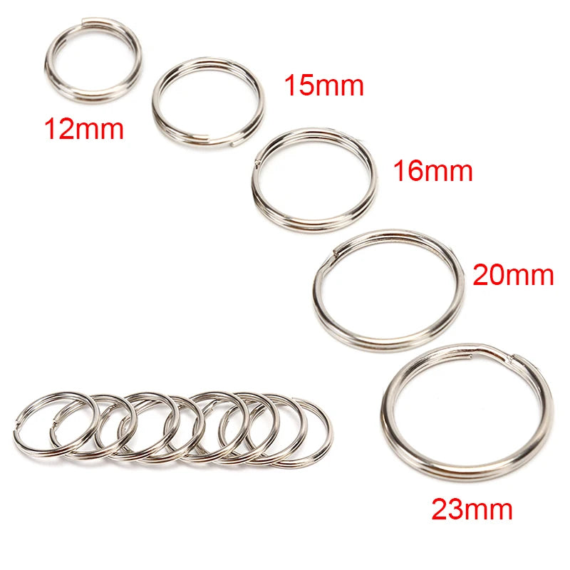 100-20PCS/lot Stainless Steel Dia 12/15/16/20/28/25mm DIY Polished Split Ring Keyrings Key Chain Hoop Loop Key Holder