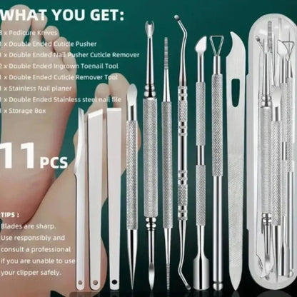 10Pcs Ingrown Toe Nail Lifter Double Head Paronychia Pedicure Tool Foot Nails Dirt Clean Stainless Steel Manicure Foot Care Tool
