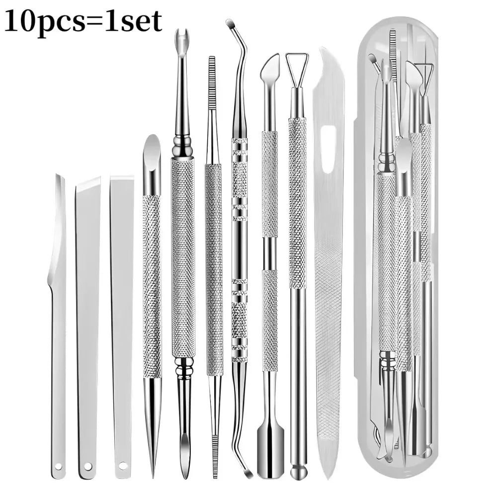 10Pcs Ingrown Toe Nail Lifter Double Head Paronychia Pedicure Tool Foot Nails Dirt Clean Stainless Steel Manicure Foot Care Tool
