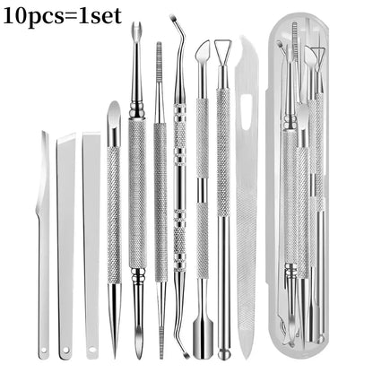 10Pcs Ingrown Toe Nail Lifter Double Head Paronychia Pedicure Tool Foot Nails Dirt Clean Stainless Steel Manicure Foot Care Tool