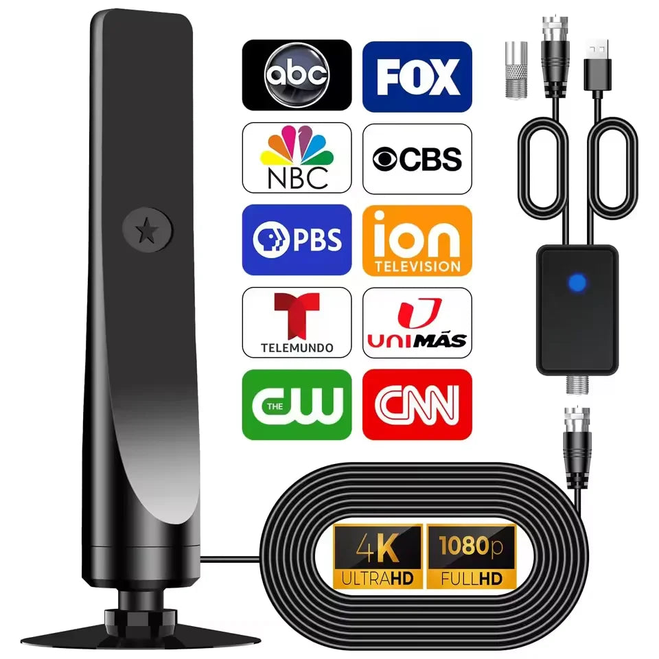 TV Digital Antenna with Signal Booster HD Antenna Support 4K 1080P VHF/UHF TV Antenna 25DBI 50 Miles Range for Smart Digital TV