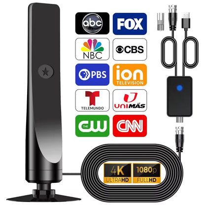 TV Digital Antenna with Signal Booster HD Antenna Support 4K 1080P VHF/UHF TV Antenna 25DBI 50 Miles Range for Smart Digital TV