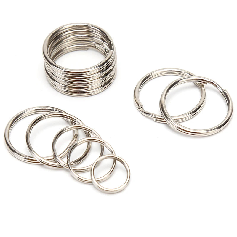 100-20PCS/lot Stainless Steel Dia 12/15/16/20/28/25mm DIY Polished Split Ring Keyrings Key Chain Hoop Loop Key Holder