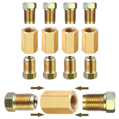 Brake Line Fittings,12Pieces Car Unions 3/16-24 Threads Assortment, For 1/4” Brake Line Tube Fittings ﻿