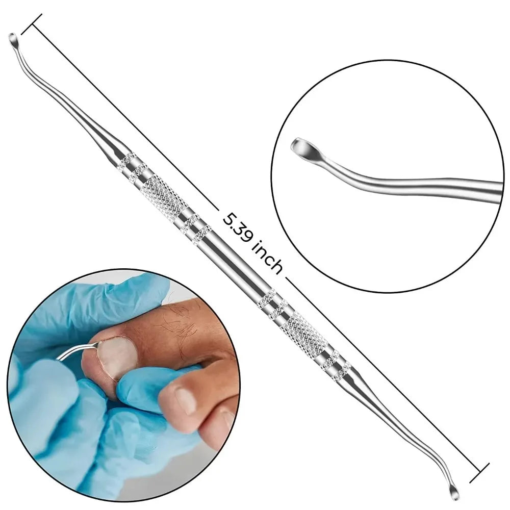 10Pcs Ingrown Toe Nail Lifter Double Head Paronychia Pedicure Tool Foot Nails Dirt Clean Stainless Steel Manicure Foot Care Tool