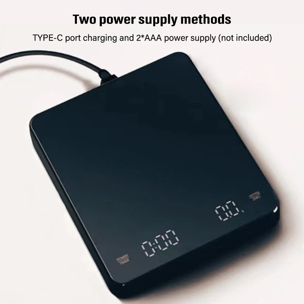 Digital Coffee Scale with Timer LED Screen Espresso USB 3kg Max.Weighing 0.1g High Precision Measures in Oz/ml/g Kitchen Scale