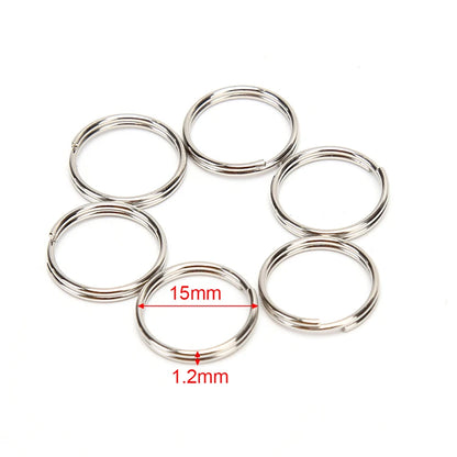 100-20PCS/lot Stainless Steel Dia 12/15/16/20/28/25mm DIY Polished Split Ring Keyrings Key Chain Hoop Loop Key Holder