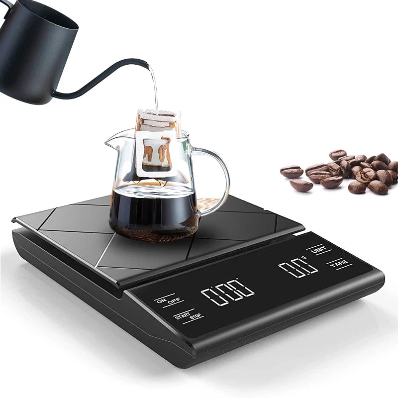 Digital Coffee Scale With Timer LED Screen Espresso USB 3kg Max.Weighing 0.1g High Precision Measures Kitchen Scale