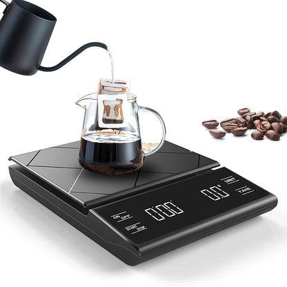 Digital Coffee Scale With Timer LED Screen Espresso USB 3kg Max.Weighing 0.1g High Precision Measures Kitchen Scale