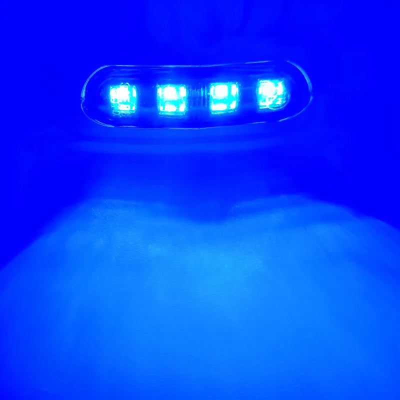 10pcs Marine Boat Waterproof 12V 24V 4 LED Lamp Cabin Deck Courtesy Light Stern Transom Lights Blue For Small Boat Sailboat