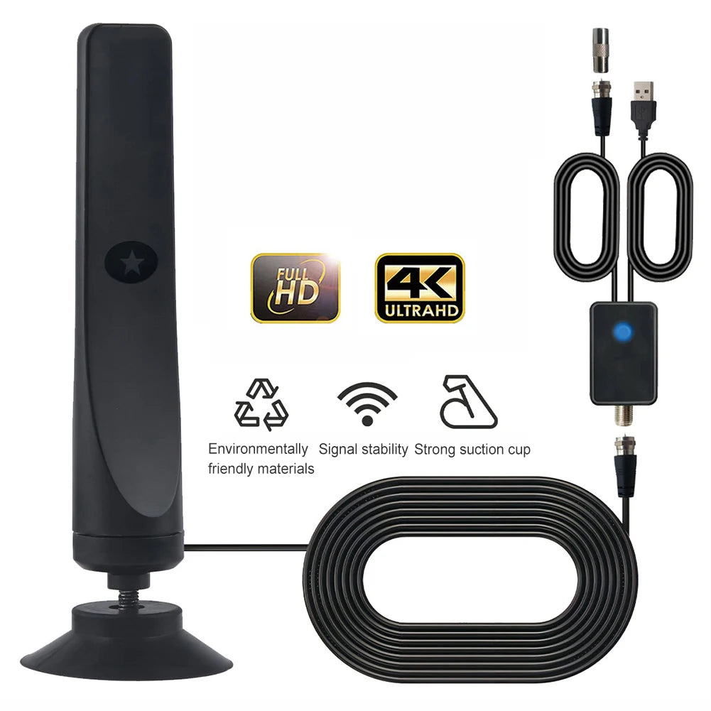 TV Digital Antenna with Signal Booster HD Antenna Support 4K 1080P VHF/UHF TV Antenna 25DBI 50 Miles Range for Smart Digital TV