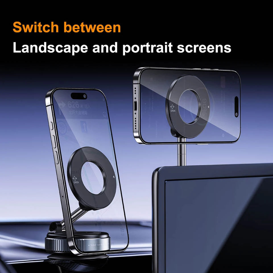 Car Mount Vacuum Magnetic Holder Foldable Strong Suction Stand For Cell Phone For iphone 16 15 12 13 14 Live Streaming