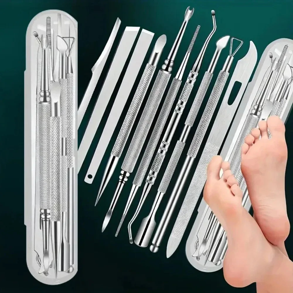 10Pcs Ingrown Toe Nail Lifter Double Head Paronychia Pedicure Tool Foot Nails Dirt Clean Stainless Steel Manicure Foot Care Tool