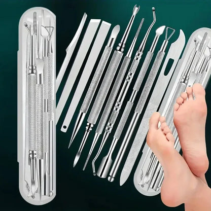 10Pcs Ingrown Toe Nail Lifter Double Head Paronychia Pedicure Tool Foot Nails Dirt Clean Stainless Steel Manicure Foot Care Tool