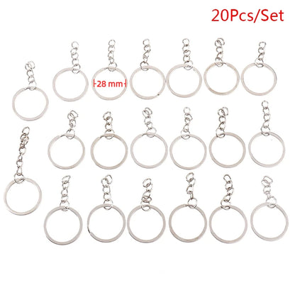 100-20PCS/lot Stainless Steel Dia 12/15/16/20/28/25mm DIY Polished Split Ring Keyrings Key Chain Hoop Loop Key Holder