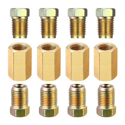 Brake Line Fittings,12Pieces Car Unions 3/16-24 Threads Assortment, For 1/4” Brake Line Tube Fittings ﻿