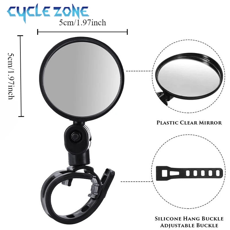 2PCS Bicycle Rearview Mirror 360 Degree Adjustable Rotatable Universal MTB Bike Handlebar Rear View Mirrors Cycling Accessories