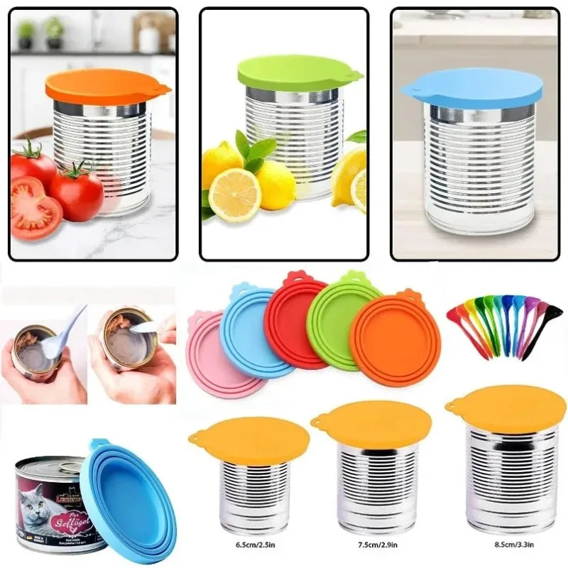 Reusable Silicone Pet Can Cover Fresh-keeping Cover with Spoon Sealing Cover Cat and Dog Food Storage Tank Cover Pet Supplies