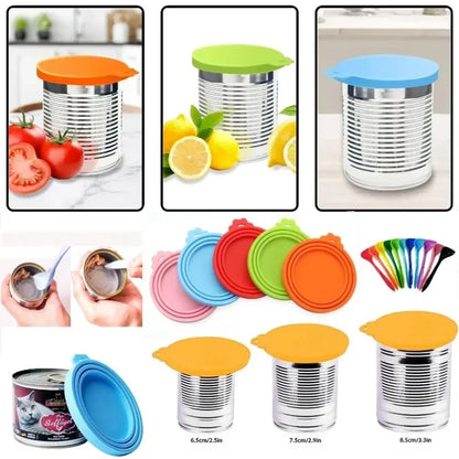Reusable Silicone Pet Can Cover Fresh-keeping Cover with Spoon Sealing Cover Cat and Dog Food Storage Tank Cover Pet Supplies