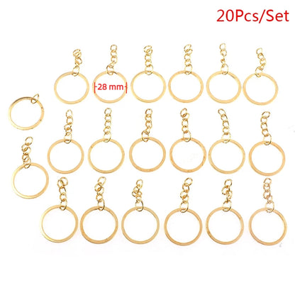 100-20PCS/lot Stainless Steel Dia 12/15/16/20/28/25mm DIY Polished Split Ring Keyrings Key Chain Hoop Loop Key Holder