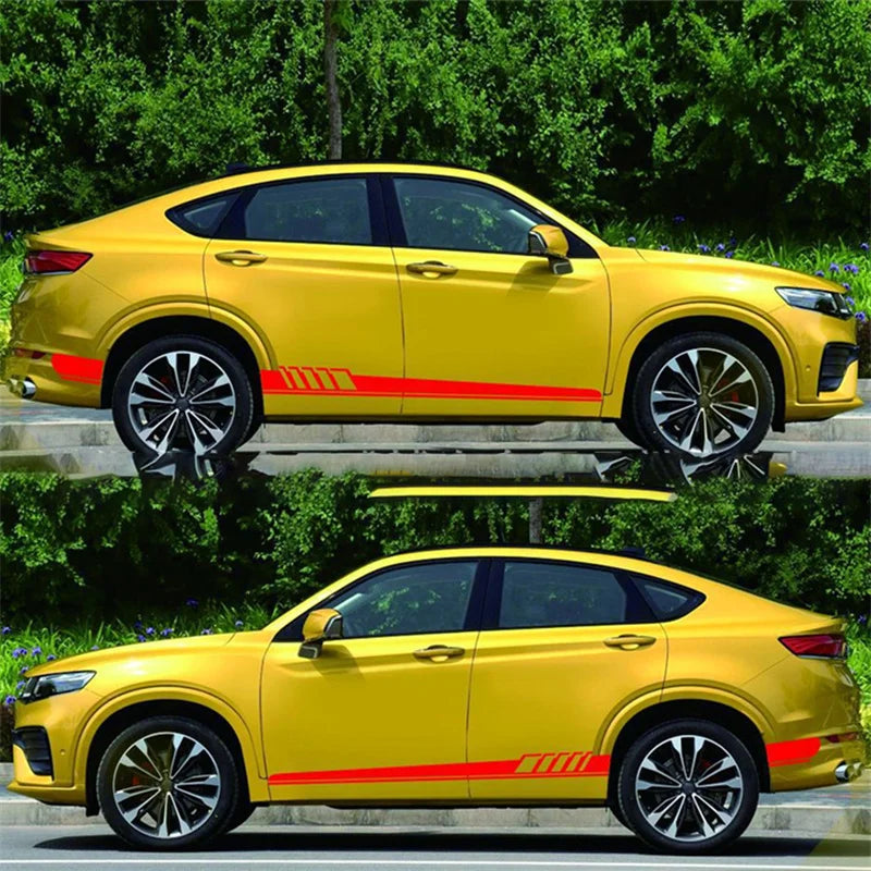1 Pair Car Side Body Decals Racing Stripes Vehicle Cars Universal Stickers Exterior Decorations Accessories Supplies