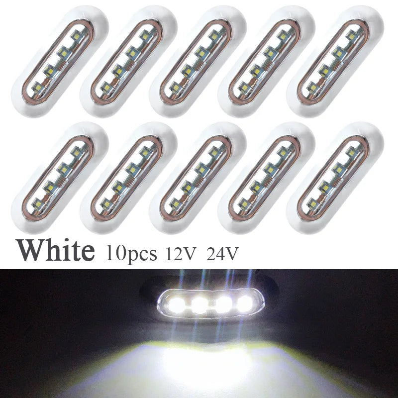 10pcs Marine Boat Waterproof 12V 24V 4 LED Lamp Cabin Deck Courtesy Light Stern Transom Lights Blue For Small Boat Sailboat