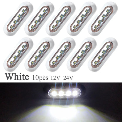 10pcs Marine Boat Waterproof 12V 24V 4 LED Lamp Cabin Deck Courtesy Light Stern Transom Lights Blue For Small Boat Sailboat