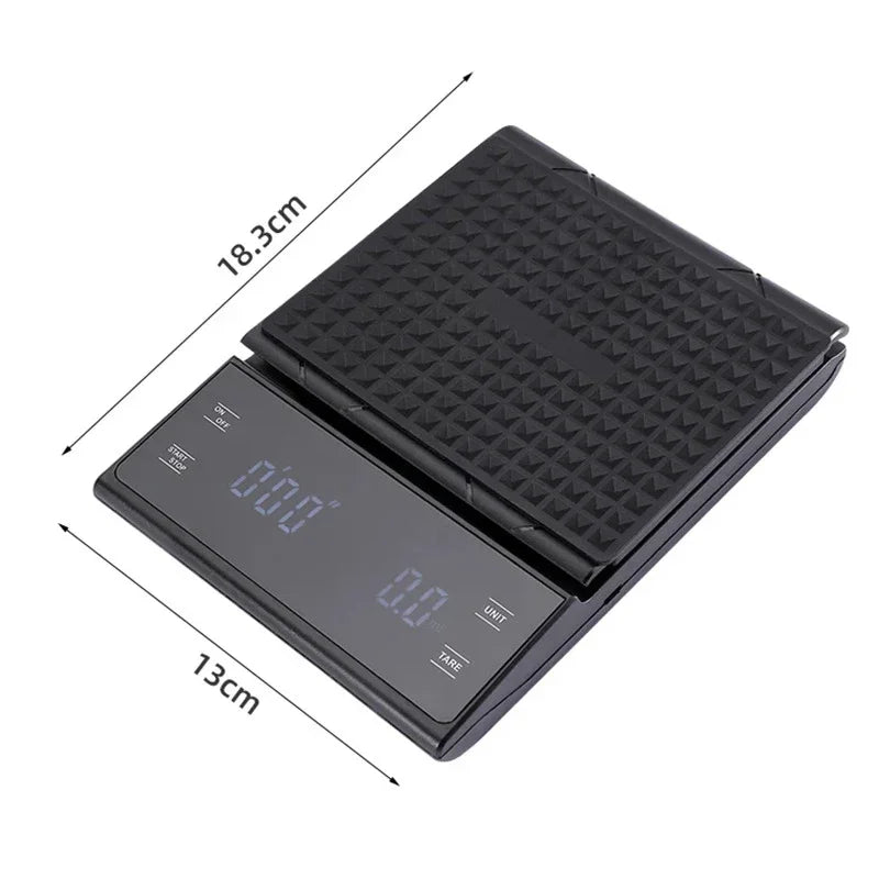 Digital Coffee Scale With Timer LED Screen Espresso USB 3kg Max.Weighing 0.1g High Precision Measures Kitchen Scale